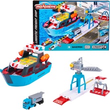 Majorette Sada Logistic Port s nákladní lodí Maersk kontejnerová loď + vozidlo s kontejnerem