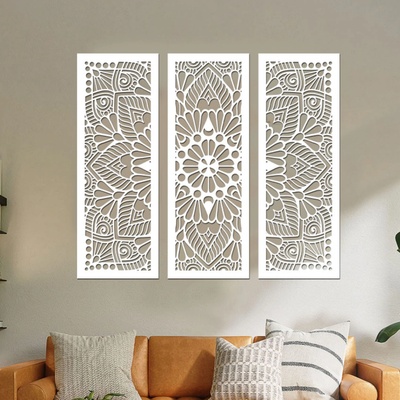 dřevo života Dřevená 3 dílná mandala QUADRO Zvolte barvu dekoru: Bílá, Rozměry (cm): 120x100