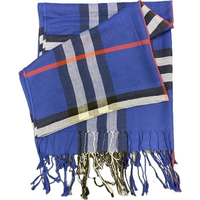 Top textil šála s klasickým kárem modrá