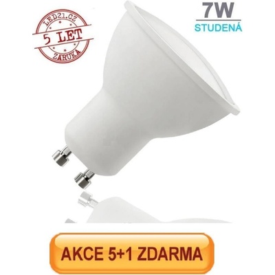 LED21 LED žárovka 7W GU10 500lm Studená bílá, 5+1