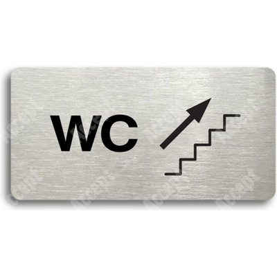 ACCEPT Piktogram WC VPRAVO NAHORU - stříbrná tabulka - černý tisk bez rámečku