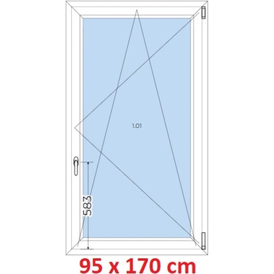 Soft Plastové okno 950 x 1700 mm, otevíravé a sklopné, Antracit struktura/Antracit struktura