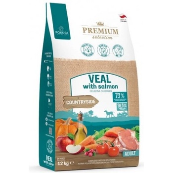 POKUSA Premium Selection Countryside - храна за пораснали кучета от всички породи, хипоалергенна формула, без зърно, с телешко и сьомга, 12 кг - Полша