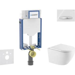 Geberit Kombifix - Комплект за стенен монтаж, тоалетна Oudee и седалка softclose, бутон Sigma50, хром/алпийско бяло SANI15CA3161 (SANI15CA3161)