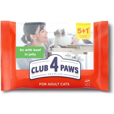 Club 4 Paws Premium s hovädzím mäsom v želé 6 x 80 g