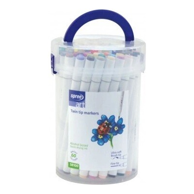 Spree Двувърхи маркери SPREE Art Soft Brush 60 цв