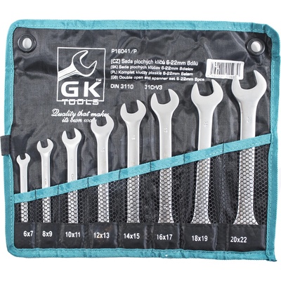 GK Tools sada plochých klíčů, matné 6-22 mm 8 dílů P16041/P