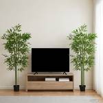 vidaXL Изкуствено бамбуково дърво 2 бр. Зелено 45 x 18 x 175 см (42042063)