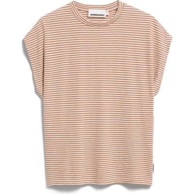 Armedangels Дамска тениска ARMEDANGELS Women's Slub Jersey Stripe T-shirt - Oatmilk / Cinnamon Dust - размер XL (916-6596-0215)