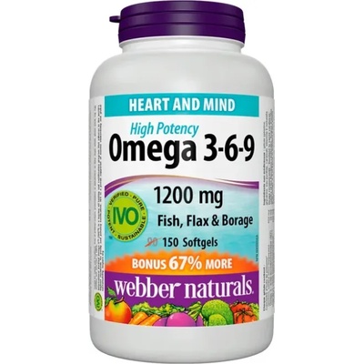 Webber Naturals Omega 3-6-9, 1200 mg, 150 софтгел капсули, Webber Naturals (3876 WN)