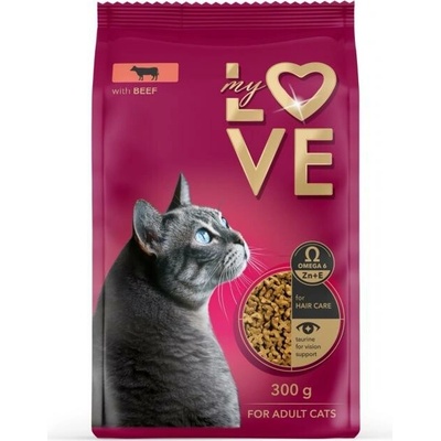 MY LOVE Pre dospelé mačky s hovädzím mäsom 300 g
