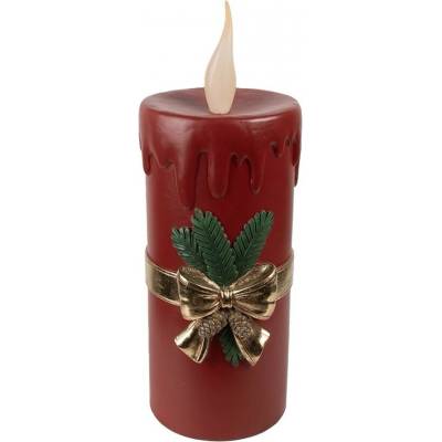 Clayre & Eef Vínová vánoční svíčka se zlatou mašlí Red Candle 17*18*44 cm Clayre & Eef