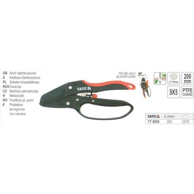 YATO záhradne s račňou 200mm (pr.do 19mm) rovný strih