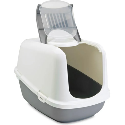 savic Savic Nestor Jumbo котешка тоалетна, Д 66, 5 x Ш 48, 5 В 46, 5 см - Цвят: светлосив / бял