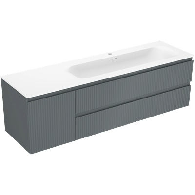 Rivel баня шкаф 160 см с мивка Vela дясна, 2S, 1D, рифлована, графит/бял мат - 91A23-16047-3-BBFFF66-W23P01 (91A23-16047-3-BBFFF66-W23P01)