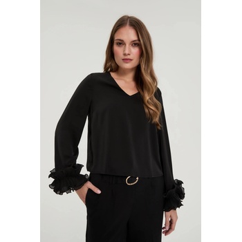 Moodo Черна риза с волани на ръкавите Moodo Moodo | Cheren | ЖЕНИ | XXL