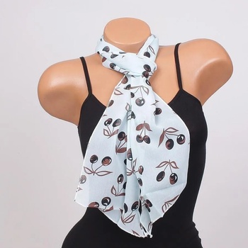 Image 1 of Нежен дамски шал в светлосиньо с черешки