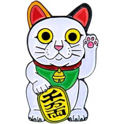 Leon Romer kovový pin lucky cat bílá 30 mm
