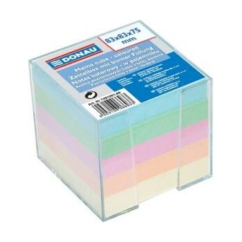 DONAU Bloček kocka nelepená 83x83x75mm pastelové farby číra škatuľka