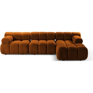 Micadoni Оранжев модулен ъглов диван от букле (десен ъгъл) Bellis - Micadoni Home (MIC_SET5R_213_F1_BELLIS7)