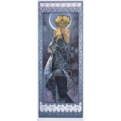 Pohlednice Alfons Mucha-Luna-dlouhý A-9047