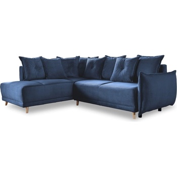 Miuform Тъмносин ъглов разтегателен диван от велур (ляв ъгъл) Lazy Lukka - Miuform (1831ON26)