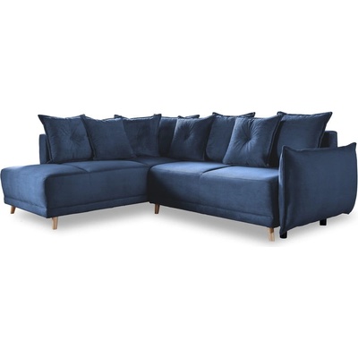 Miuform Тъмносин ъглов разтегателен диван от велур (ляв ъгъл) Lazy Lukka - Miuform (1831ON26)