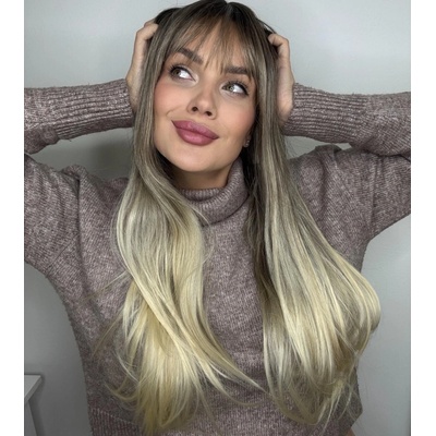 Balayage blond dlhá parochňa Linda s hustou ofinou