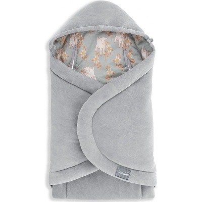 Sleepee Fusak zavinovačka deka do autosedačky Vintage Animals Sky Blue