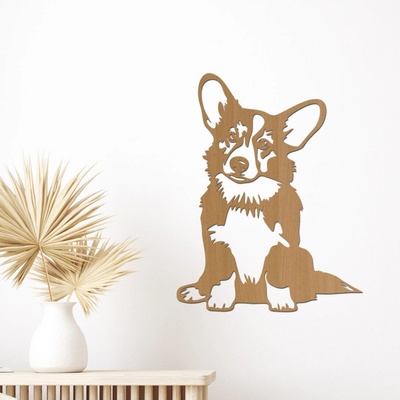 dřevo života Dřevěná dekorace psa Corgi Rozměry (cm): 30x40, Zvolte barvu dekoru: Buk