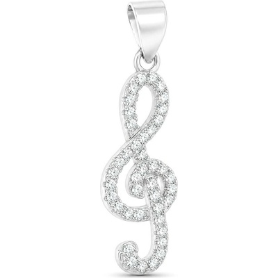 Argento Strieborný prívesok husľový kľúč číre okrúhle zirkóny 85932