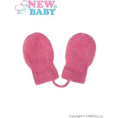 New Baby zimní rukavičky se šňůrkou růžové