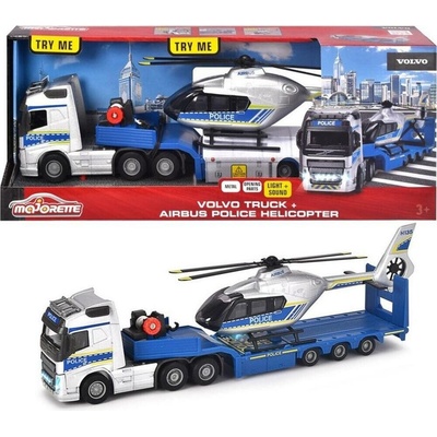 Majorette Kamion s policejním vrtulníkem Volvo 35 cm délka se zvukem a světlem
