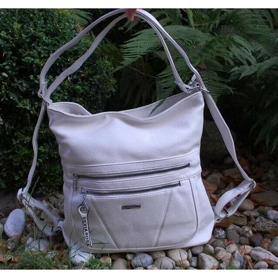 Batoh kabelka crossbody strieborné kovanie smotanový