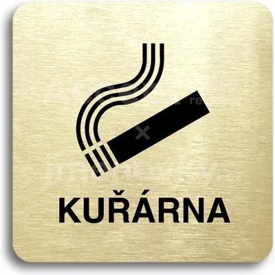 ACCEPT Piktogram kuřárna - zlatá tabulka - černý tisk bez rámečku