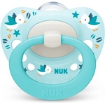 Nuk Силиконова залъгалка NUK - Signature, Птиче с кутия за стерилизиране, 0-6 m (10730618_bird)