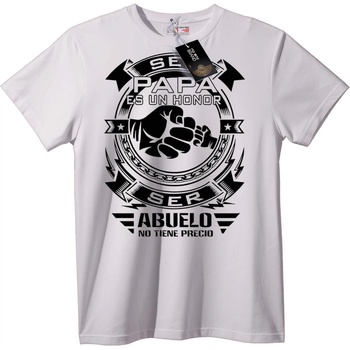 NOONEBRAND Тениска Баща и дядо - Почит - L, White