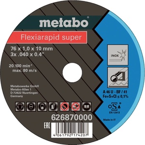 Metabo Режещ диск FLEXIARAPID (5 бр. ) 76x1.0x10 мм Инокс 626870000 (626870000)