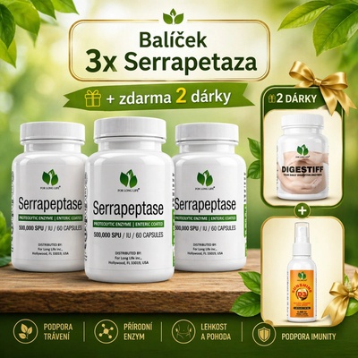 For Long Life 3x Serrapeptáza 60 kapslí 500 000 SPU + 2 DÁRKY – Hledejceny.cz