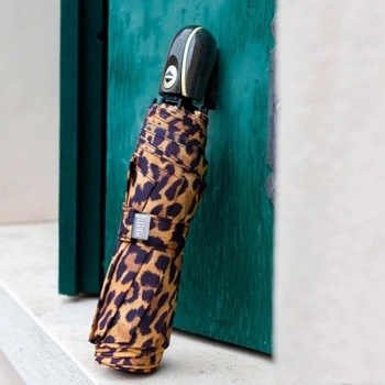 Дамски сгъваем автоматичен Open-Close чадър Perletti Time 26444, Жълт/Леопард