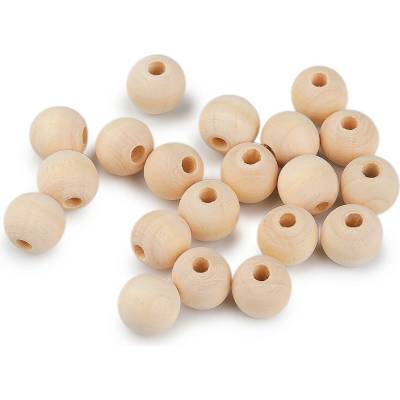 Prima-obchod Dřevěné korálky nelakované Ø12 mm, barva přírodní sv.