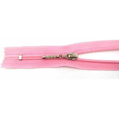Špirálový zips č. 5 - nedeliteľný - ružový s guličkou - dĺžka 16 cm