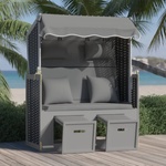 vidaXL Strandkorb с възглавници полиратан и дърво масив антрацит/черно (318662)