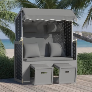 vidaXL Strandkorb с възглавници полиратан и дърво масив антрацит/черно (318662)