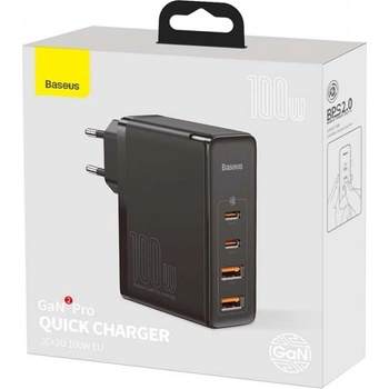 Baseus Travel Charger GaN2 Pro Quick 2x USB + 2x USB-C, 100W