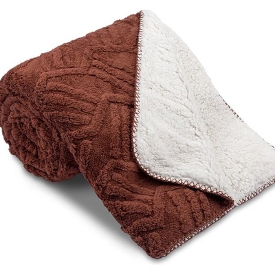 Sleepwell Teplá deka Vlnky ovečka tmavo hnedá tmavohnedá Mikroplyš 150x200