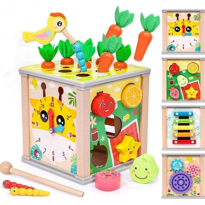 Wood Toys interaktivní kostka Ptáček