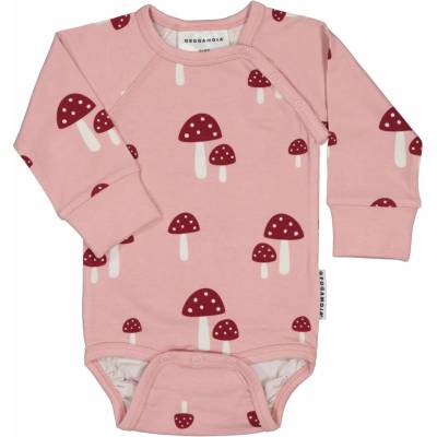 Bambusové body detské s dlhým rukávom Geggamoja ružové Pink Mushroom
