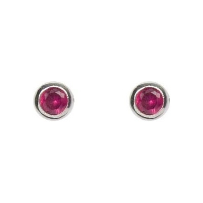 Bassano Collection CZ s.r.o. Stříbrné náušnice pecičky červené 5mm KE76CZs