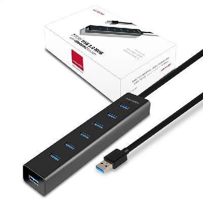 AXAGON 7-portový aktivní hliníkový USB3.0 hub s funkcí nabíjení